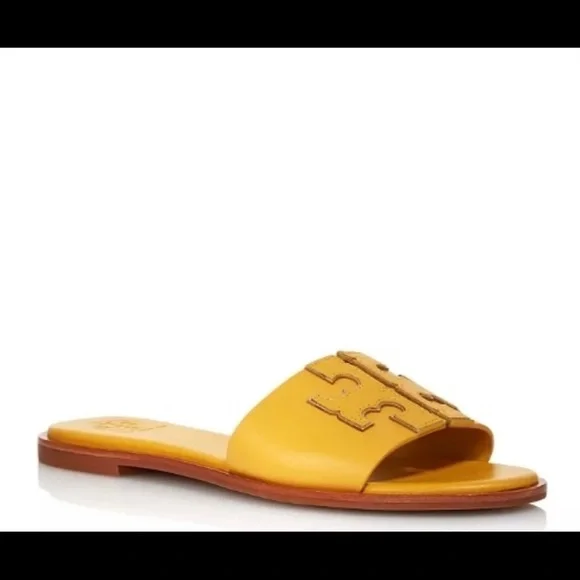 ⬇️PRICE DROP ⬇️ •Tory Burch - Yellow Flat Ines Sandals - 7.5 M - Picture 1 of 7